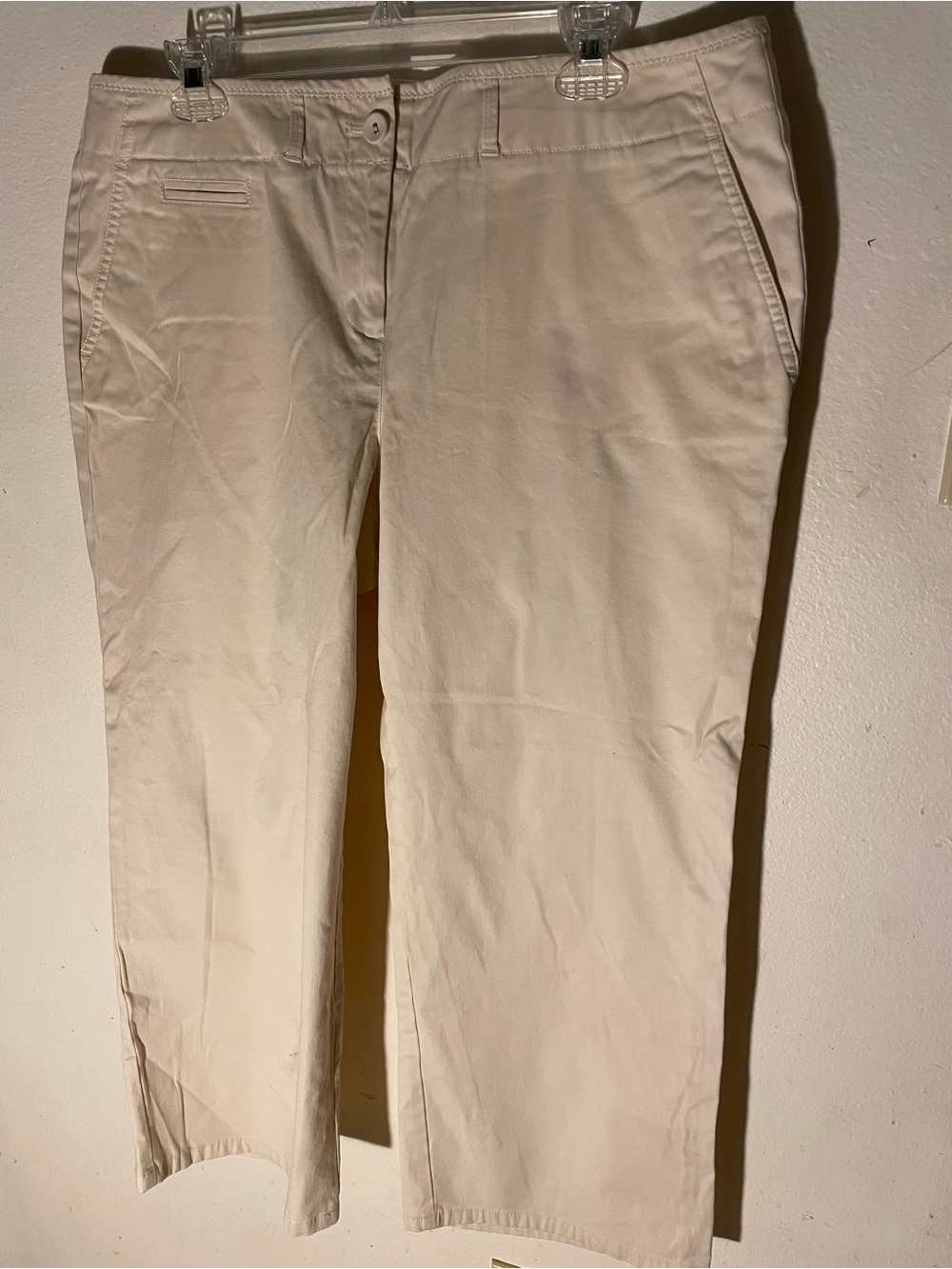 Talbots Cream Ankle Crop Straight-Leg Pants